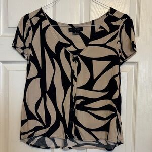 Sanctuary Black and Tan Abstract Blouse